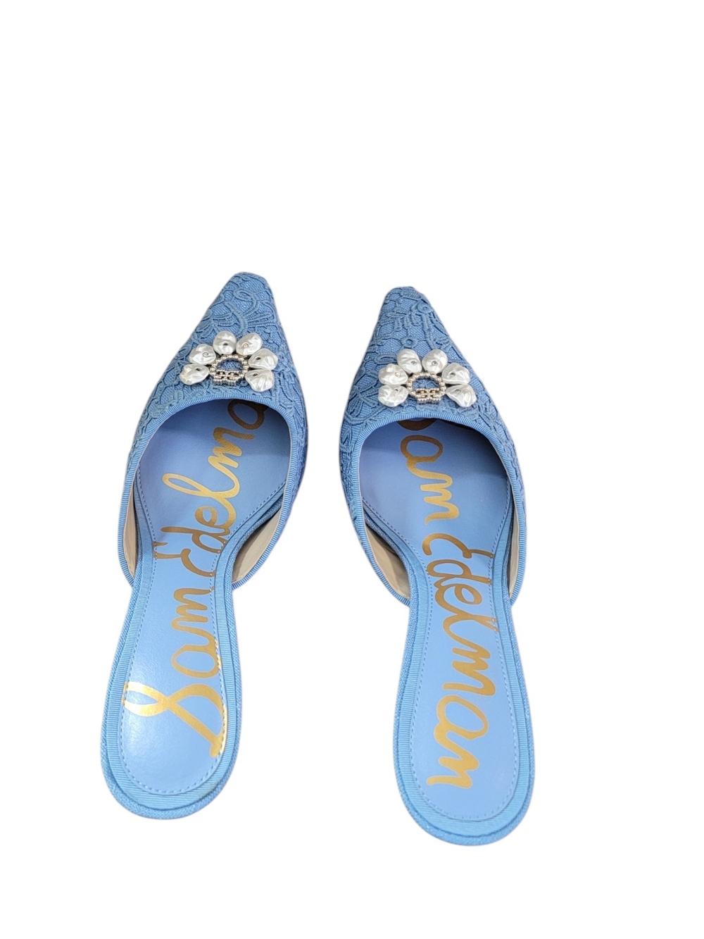 Sam Edelman Blue Embellished Pointed-Toe Mules - Picture 3 of 7